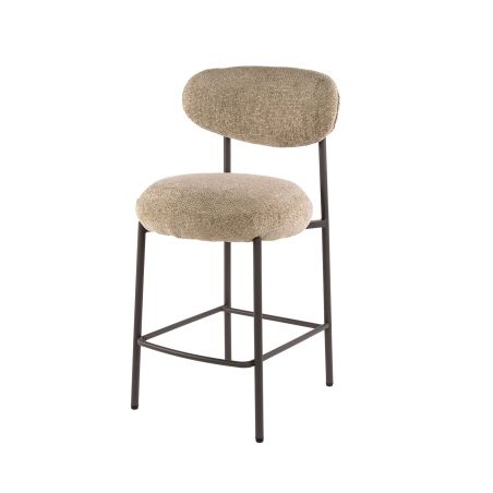 Tabouret de bar ROUNDY en tissu coloris sable