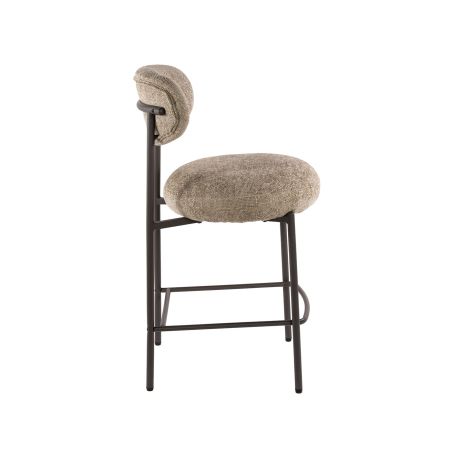 Tabouret de bar ROUNDY en tissu coloris sable