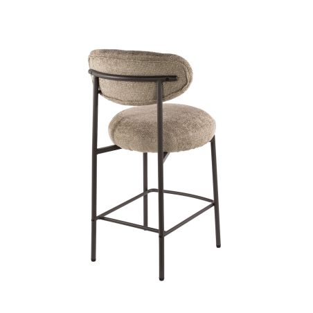Tabouret de bar ROUNDY en tissu coloris sable