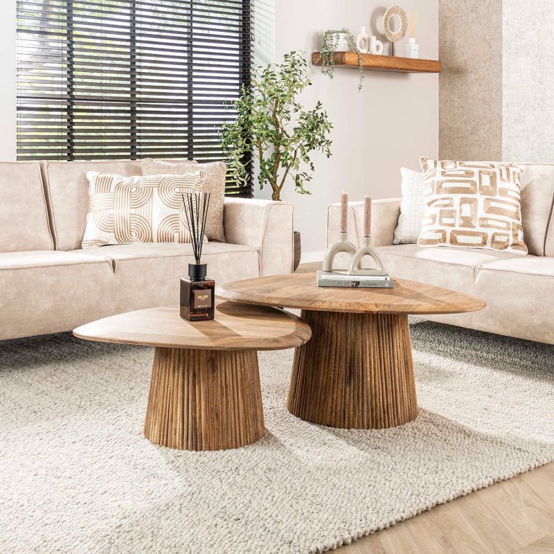 copy ofTable basse ovale 115 cm SWEET en bois de pin coloris noyer
