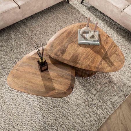 copy ofTable basse ovale 115 cm SWEET en bois de pin coloris noyer