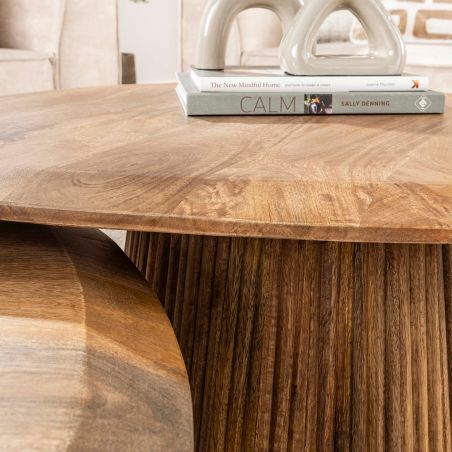 copy ofTable basse ovale 115 cm SWEET en bois de pin coloris noyer