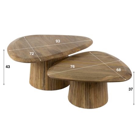 copy ofTable basse ovale 115 cm SWEET en bois de pin coloris noyer
