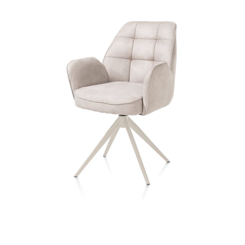 Bell, chaise a accoudoirs - piétement creme - pivotante - confort ressorts - Calabria