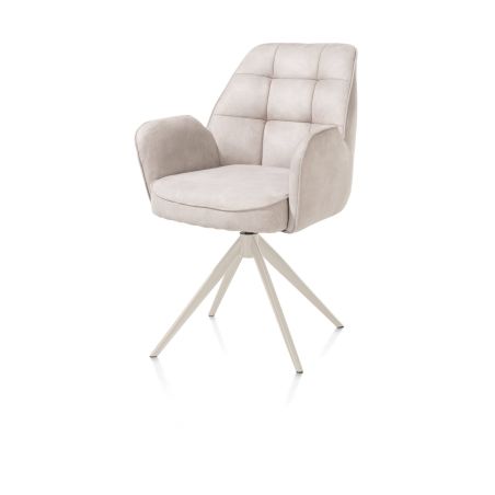 Bell, chaise a accoudoirs - piétement creme - pivotante - confort ressorts - Calabria