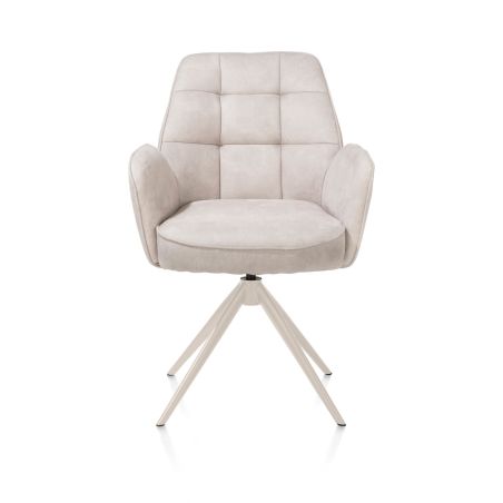 Bell, chaise a accoudoirs - piétement creme - pivotante - confort ressorts - Calabria