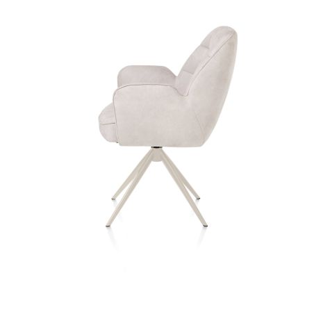 Bell, chaise a accoudoirs - piétement creme - pivotante - confort ressorts - Calabria