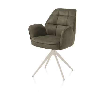 Bell, chaise a accoudoirs - piétement creme - pivotante - confort ressorts - Calabria