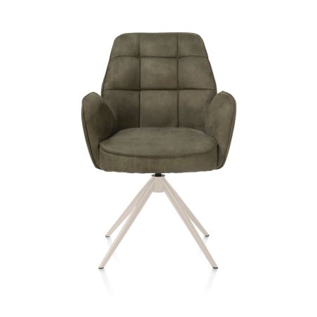 Bell, chaise a accoudoirs - piétement creme - pivotante - confort ressorts - Calabria