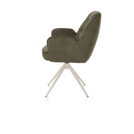 Bell, chaise a accoudoirs - piétement creme - pivotante - confort ressorts - Calabria