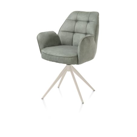 Bell, chaise a accoudoirs - piétement creme - pivotante - confort ressorts - Calabria
