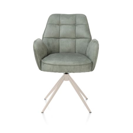 Bell, chaise a accoudoirs - piétement creme - pivotante - confort ressorts - Calabria