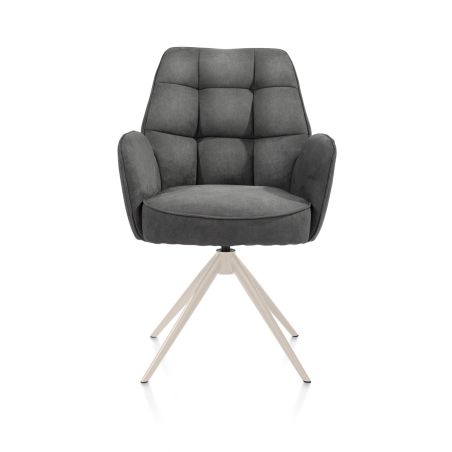 Bell, chaise a accoudoirs - piétement creme - pivotante - confort ressorts - Calabria