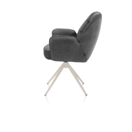Bell, chaise a accoudoirs - piétement creme - pivotante - confort ressorts - Calabria