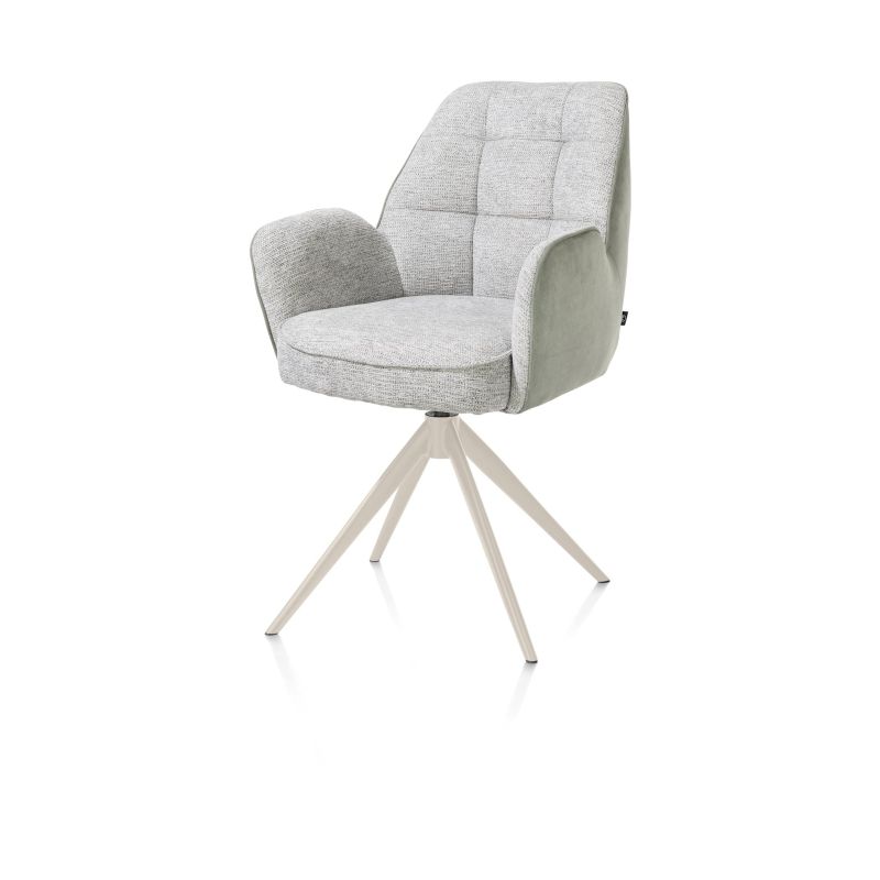 Bell, chaise a accoudoirs - pietement creme - pivotante - confort ressorts - Calabria/Vada