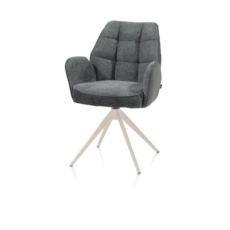 Bell, chaise a accoudoirs - pietement creme - pivotante - confort ressorts - Calabria/Vada
