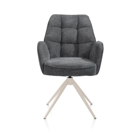 Bell, chaise a accoudoirs - pietement creme - pivotante - confort ressorts - Calabria/Vada