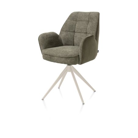 Bell, chaise a accoudoirs - pietement creme - pivotante - confort ressorts - Calabria/Vada