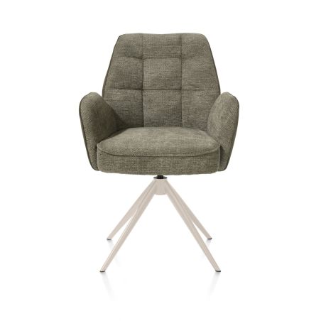 Bell, chaise a accoudoirs - pietement creme - pivotante - confort ressorts - Calabria/Vada