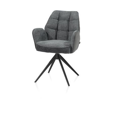 Bell, chaise a accoudoirs - pietement rough off black- pivotante-confort ressorts - Cal/Vad