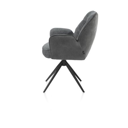 Bell, chaise a accoudoirs - pietement rough off black- pivotante-confort ressorts - Cal/Vad