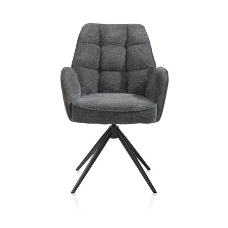 Bell, chaise a accoudoirs - pietement rough off black- pivotante-confort ressorts - Cal/Vad