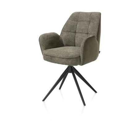 Bell, chaise a accoudoirs - pietement rough off black- pivotante-confort ressorts - Cal/Vad