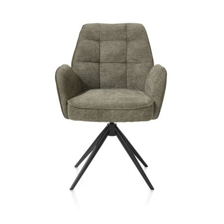 Bell, chaise a accoudoirs - pietement rough off black- pivotante-confort ressorts - Cal/Vad