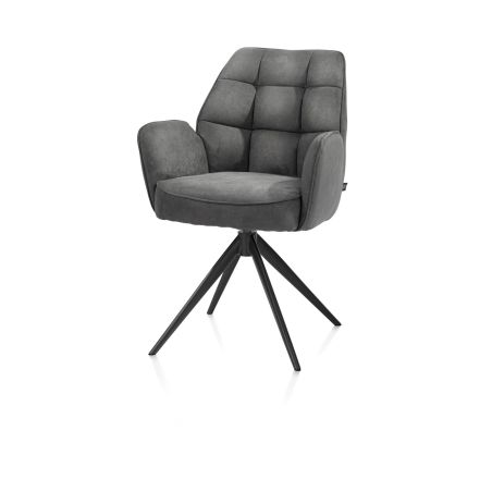 Bell, chaise a accoudoirs - pietement rough off black -pivotante-confort ressorts- Calabria - Henders and Hazel