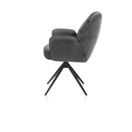 Bell, chaise a accoudoirs - pietement rough off black -pivotante-confort ressorts- Calabria - Henders and Hazel