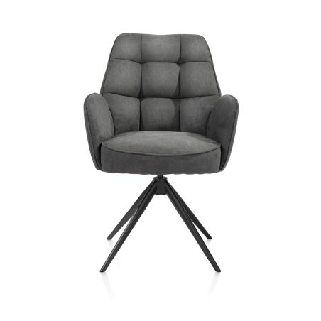 Bell, chaise a accoudoirs - pietement rough off black -pivotante-confort ressorts- Calabria - Henders and Hazel