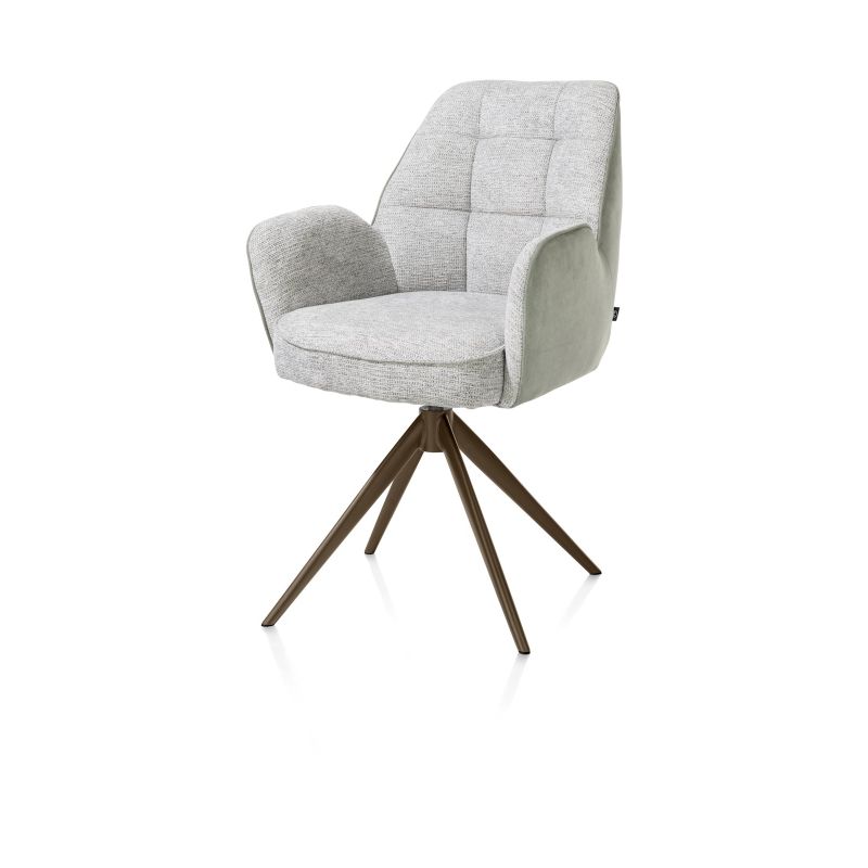 Bell, chaise a accoudoirs - pietement steelbrown - pivotante - confort ressorts - Cal/Vad