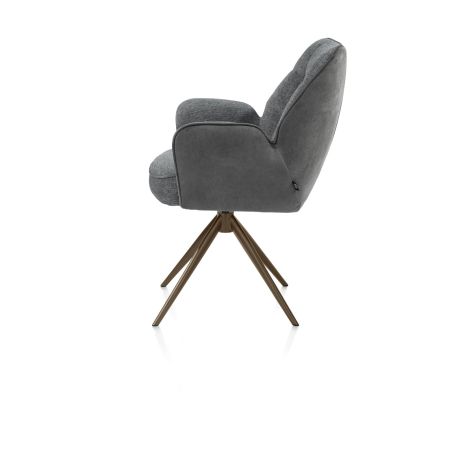 Bell, chaise a accoudoirs - pietement steelbrown - pivotante - confort ressorts - Cal/Vad
