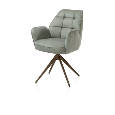 Bell, chaise a accoudoirs - pietement steelbrown - pivotante - confort ressorts - Calabria