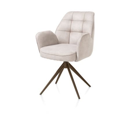 Bell, chaise a accoudoirs - pietement steelbrown - pivotante - confort ressorts - Calabria