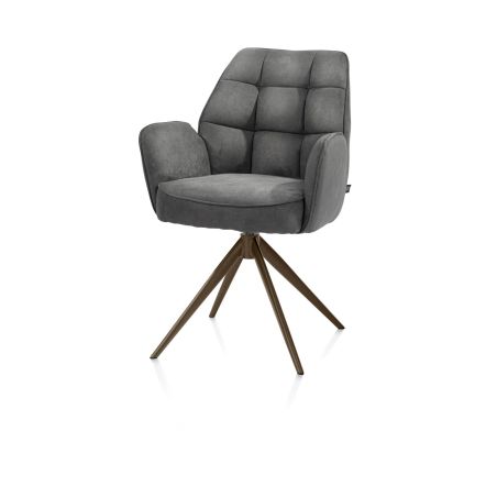 Bell, chaise a accoudoirs - pietement steelbrown - pivotante - confort ressorts - Calabria