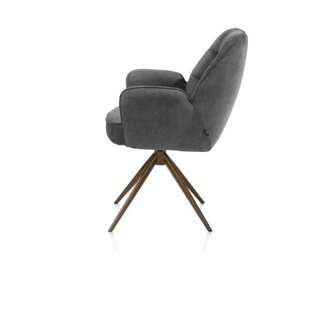 Bell, chaise a accoudoirs - pietement steelbrown - pivotante - confort ressorts - Calabria