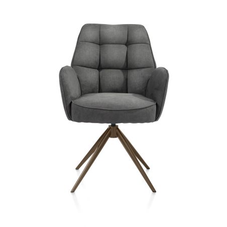Bell, chaise a accoudoirs - pietement steelbrown - pivotante - confort ressorts - Calabria