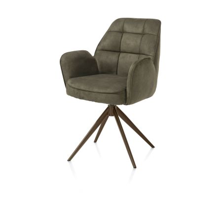 Bell, chaise a accoudoirs - pietement steelbrown - pivotante - confort ressorts - Calabria