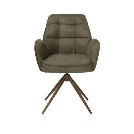 Bell, chaise a accoudoirs - pietement steelbrown - pivotante - confort ressorts - Calabria