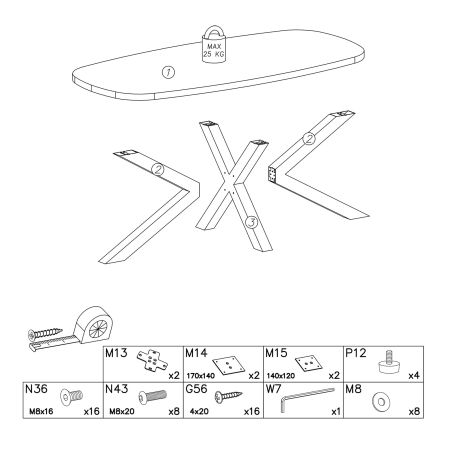 Table ovale 210 cm CURTIS en décor chêne cuivre avec pied central en métal