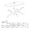 Table ovale 210 cm CURTIS en décor chêne cuivre avec pied central en métal