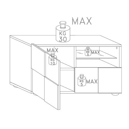 Meuble TV design 121 cm DAMIEN GRIS