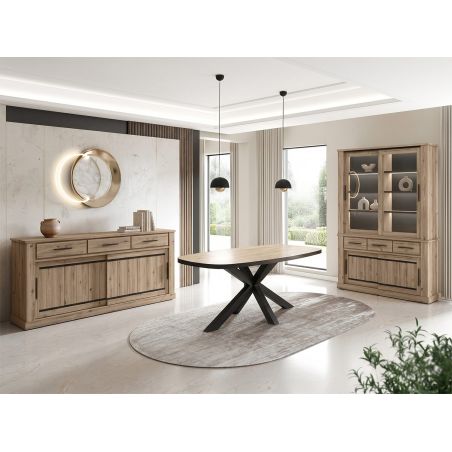 Buffet 218 cm CURTIS en décor chêne cuivre