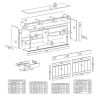 Buffet 218 cm CURTIS en décor chêne cuivre