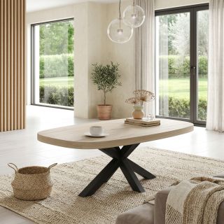 Table basse ovale GABRIEL LIGHT en décor chêne clair