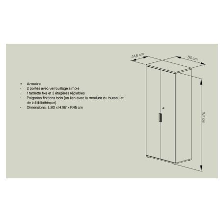 Armoire 2 portes ITALIC proposée en 2 finitions