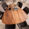 Table triangle MERLIN 135 cm en acacia massif avec pied central en métal