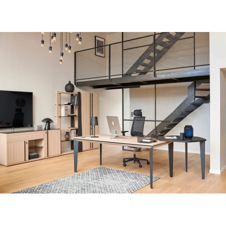 Bureau droit 170 cm ou 190 cm E-MOTION plateau décor chêne structuré
