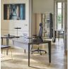 Bureau droit 170 cm ou 190 cm E-MOTION plateau verre teinté noir